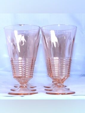 Antique Cambridge Glass Company Iced Tea Tumblers #3077 Peachblo Set of Six